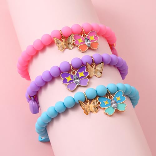 COLORFUL BLING BFF Bracelet for 3,Mother Daughter Bracelets Set,Cross Butterfly Heart Charm Bracelet for Women Men,Love Heart Matching Strand Bracelets Friendship Jewelry Gifts ﻿-Style 5 - Image 2