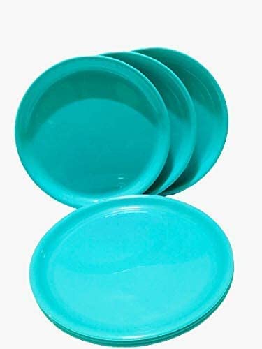 AWICKTIK Pack of 12 Plastic Microwave Safe Unbreakable Dinner Plates for Dining Table Home Kitchen Party Restaurant Dinner Set Green - Image 2