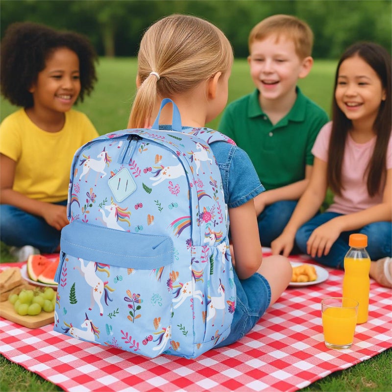 KK CRAFTS Preschool Backpack Kindergarten Little Kids Toddler Elementary School Backpacks for Boys and Girls with Chest Strap(15Inch, Blue Unicorn) - Image 3
