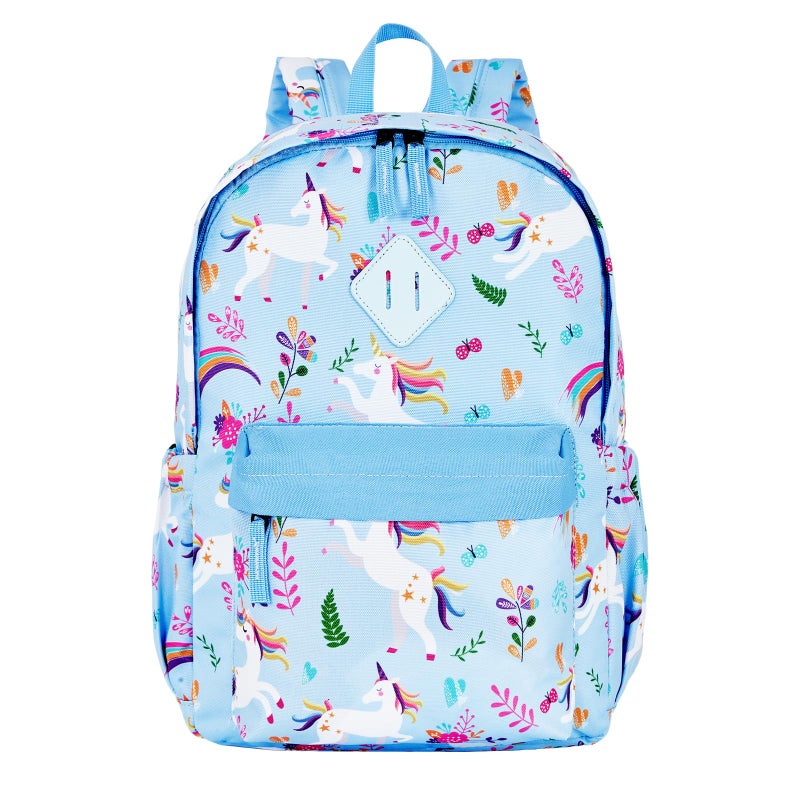 KK CRAFTS Preschool Backpack Kindergarten Little Kids Toddler Elementary School Backpacks for Boys and Girls with Chest Strap(15Inch, Blue Unicorn) - Image 1
