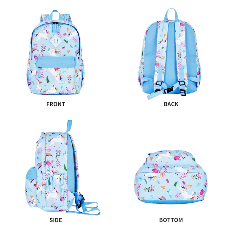 KK CRAFTS Preschool Backpack Kindergarten Little Kids Toddler Elementary School Backpacks for Boys and Girls with Chest Strap(15Inch, Blue Unicorn) - Image 5
