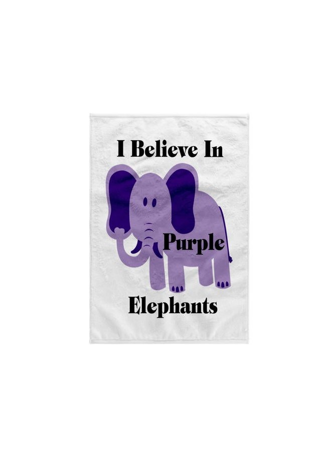 3DROSE 3D Rose Print of I Believe in Purple Cartoon Elephant Hand Towel, 15" x 22" - Image 1