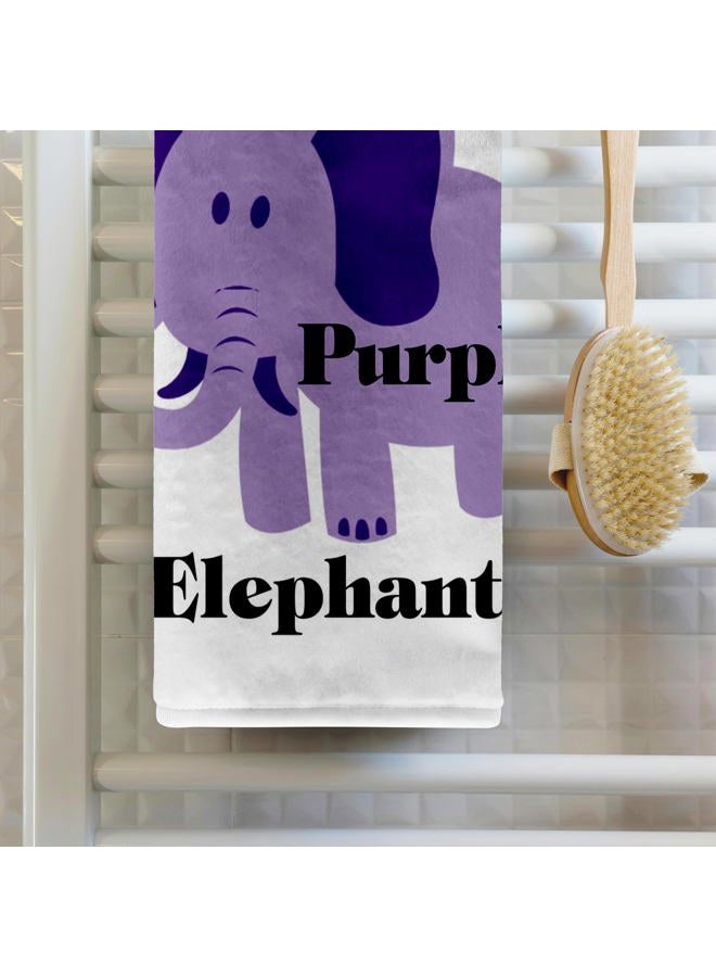 3DROSE 3D Rose Print of I Believe in Purple Cartoon Elephant Hand Towel, 15" x 22" - Image 2