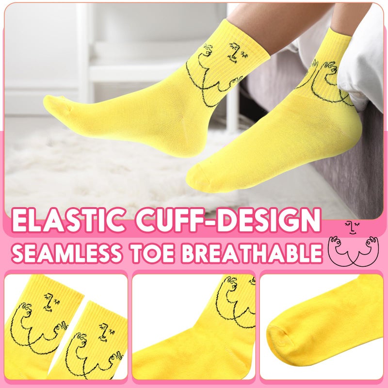 Cuffbow 20 Pack Crazy Funny Emotion Socks for Women Crew Soft Cotton Socks, 20 Different Fun Designs(Abstract Funny Style) - Image 4