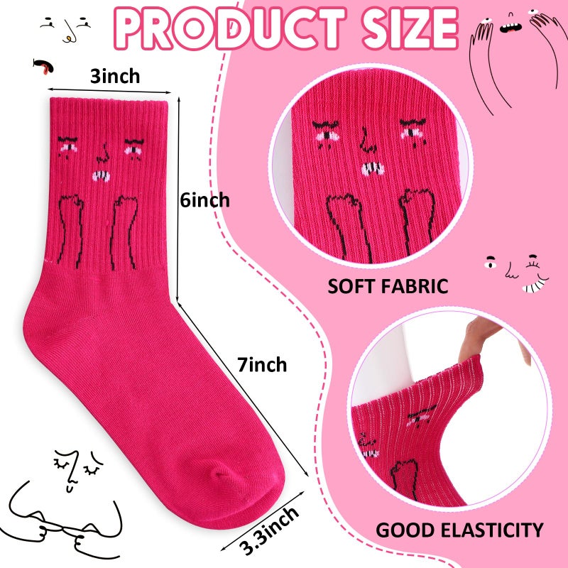 Cuffbow 20 Pack Crazy Funny Emotion Socks for Women Crew Soft Cotton Socks, 20 Different Fun Designs(Abstract Funny Style) - Image 3