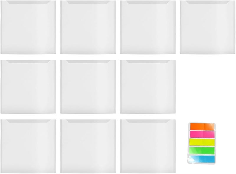 10 Pcs File Bags with 30 Index Tabs, 13 X 12.6 in, Frosted Plastic, Scrapbook Paper Storage - Image 1
