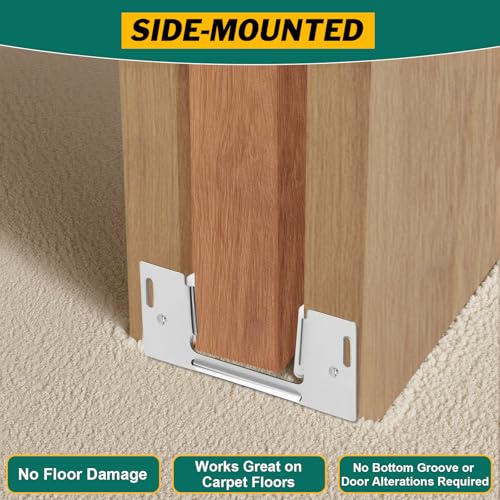 Lashow 8Pcs Pocket Door Guide Bottom, Hidden Bottom Sliding Door Guide, Jamb Mounted, Steel Bracket for 1-3/8-Inch Thick Doors - Image 3