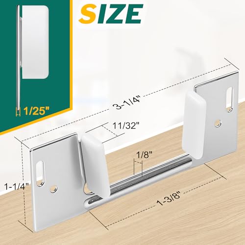 Lashow 8Pcs Pocket Door Guide Bottom, Hidden Bottom Sliding Door Guide, Jamb Mounted, Steel Bracket for 1-3/8-Inch Thick Doors - Image 2