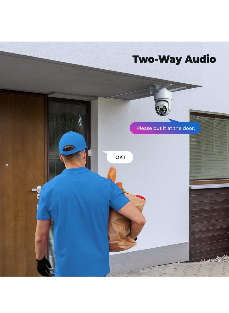 Captaintech Security Camera Outdoor, 2K Home Security Camera, 360° PTZ WiFi Camera, CCTV Camera with Motion Tracking/PIR Human Detection/All-day Recording/Sound & Light Alarm, Support 16-128G SD Card - Image 5