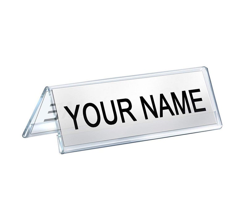 Shuban Clear Acrylic Desk Name Plate Holder – 10 Pack 2-Sided 12 Inch x 02 Inch V-Shaped Display Stand for Name Plates, Table Place Cards, Signs & Labels – Reusable for Office, Business, Weddings, Restaurants & Schools - Image 3