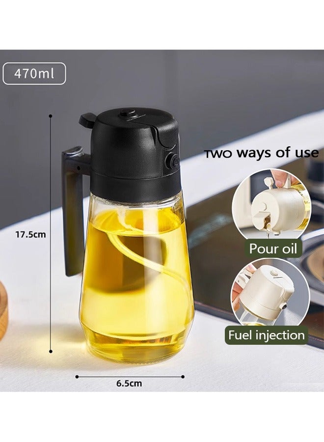 Oil Spray Bottle for Cooking, Oil Dispenser for Kitchen, 470ml 2 in 1 Glass Oil Bottle For Cooking, Kitchen, BBQ, Air Fryer, Salad, Baking  - Image 2