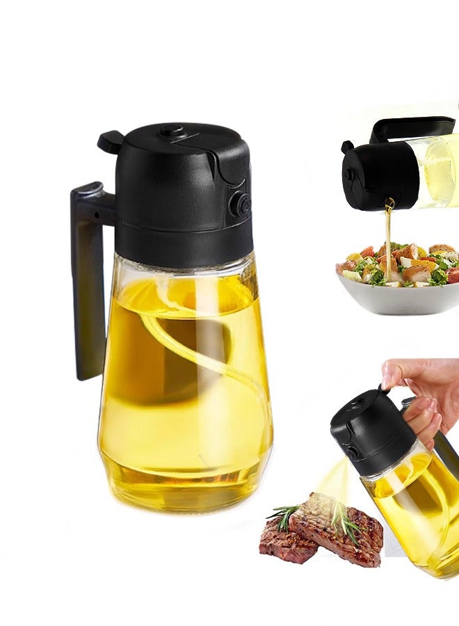 Oil Spray Bottle for Cooking, Oil Dispenser for Kitchen, 470ml 2 in 1 Glass Oil Bottle For Cooking, Kitchen, BBQ, Air Fryer, Salad, Baking  - Image 1