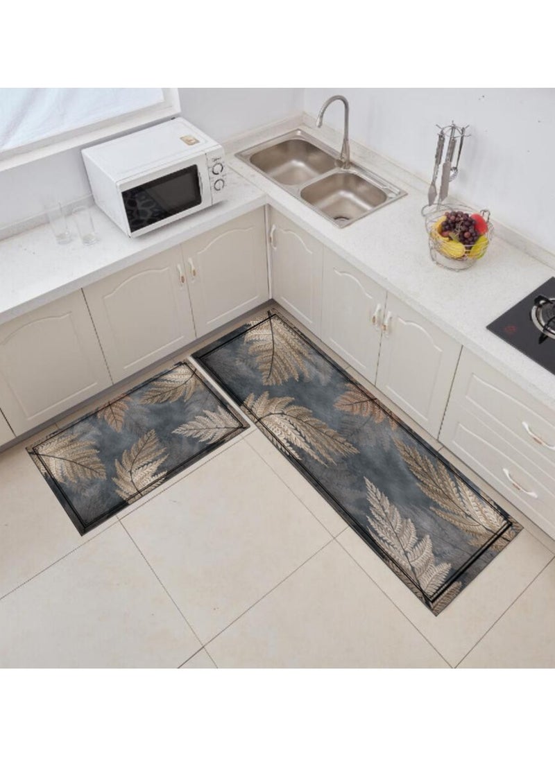 FASHION HOME Set of 2 Kitchen Mats Floor Rug Home Decor Accessories Non Skid Washable - Image 1