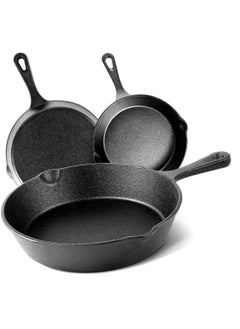 WENTCCION Cast Iron Frying Pans Set Pre Seasoned Cast Iron Skillet Frying Pans Oven Safe Cookware Black Contain 3Pcs（10 Inch 8 Inch and 6 Inch） Cast Iron Frying Pans  for indoor Outdoor  - Image 1