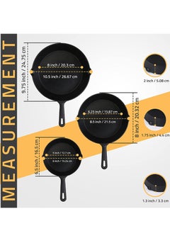WENTCCION Cast Iron Frying Pans Set Pre Seasoned Cast Iron Skillet Frying Pans Oven Safe Cookware Black Contain 3Pcs（10 Inch 8 Inch and 6 Inch） Cast Iron Frying Pans  for indoor Outdoor  - Image 3