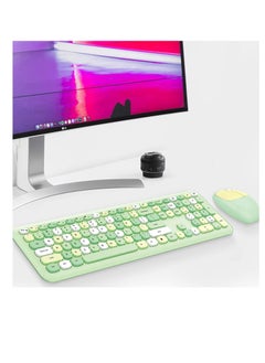 Wireless Keyboard and Mouse Combo Cute multifunctional 110 Key Typewriter Retro Round Keycaps Keyboard Compatible with Android Windows PC and Tablet Prefer for Home and Office Keyboards