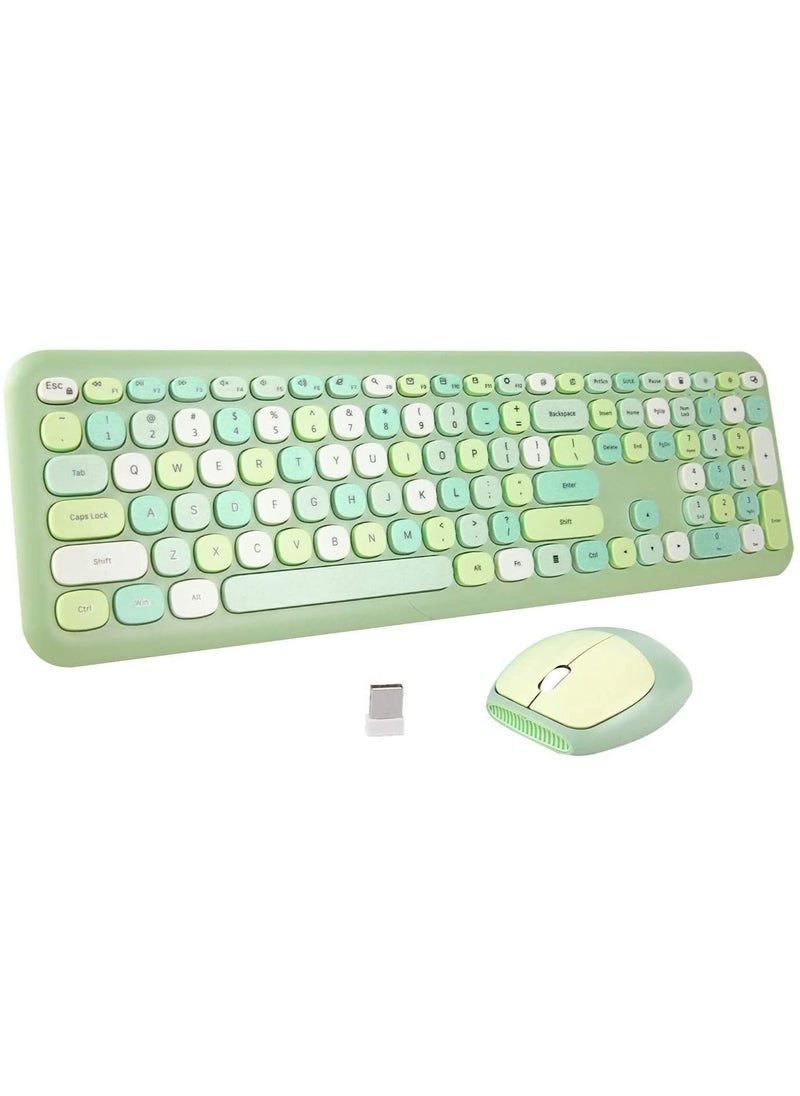 SYOSI - Wireless Keyboard and Mouse Combo Cute multifunctional 110 Key Typewriter Retro Round Keycaps Keyboard Compatible with Android Windows PC and Tablet Prefer for Home and Office Keyboards - Image 1