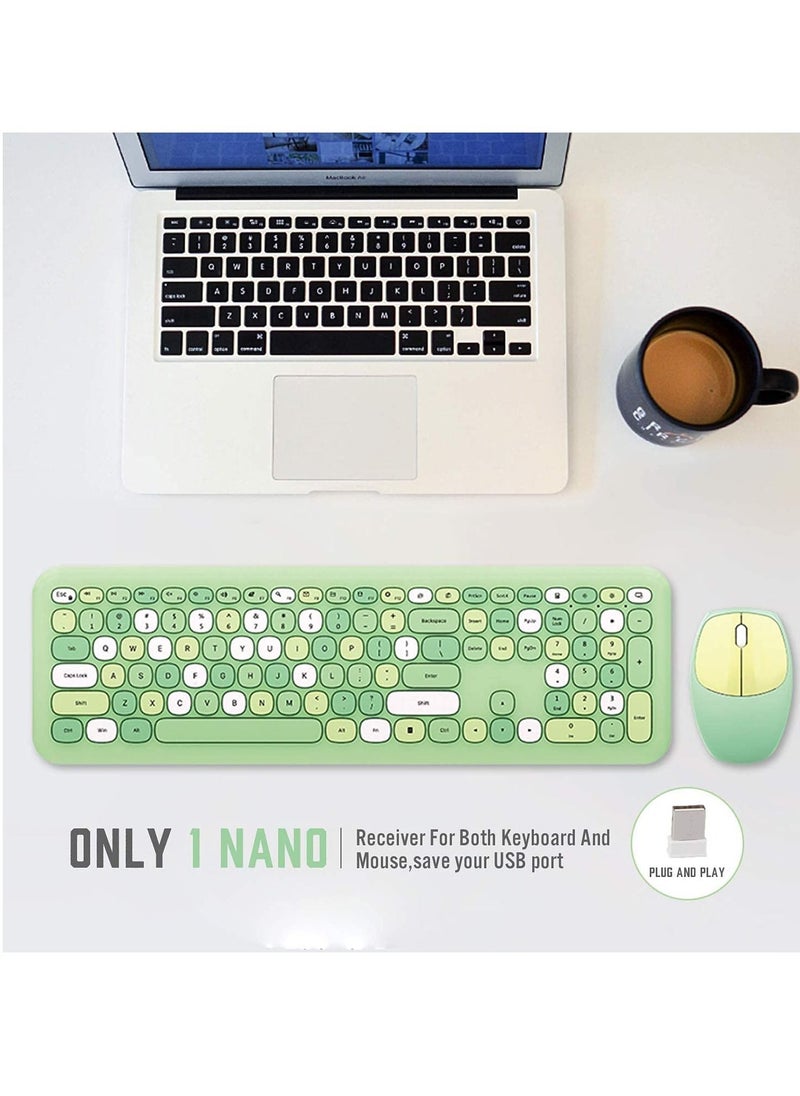 SYOSI - Wireless Keyboard and Mouse Combo Cute multifunctional 110 Key Typewriter Retro Round Keycaps Keyboard Compatible with Android Windows PC and Tablet Prefer for Home and Office Keyboards - Image 1