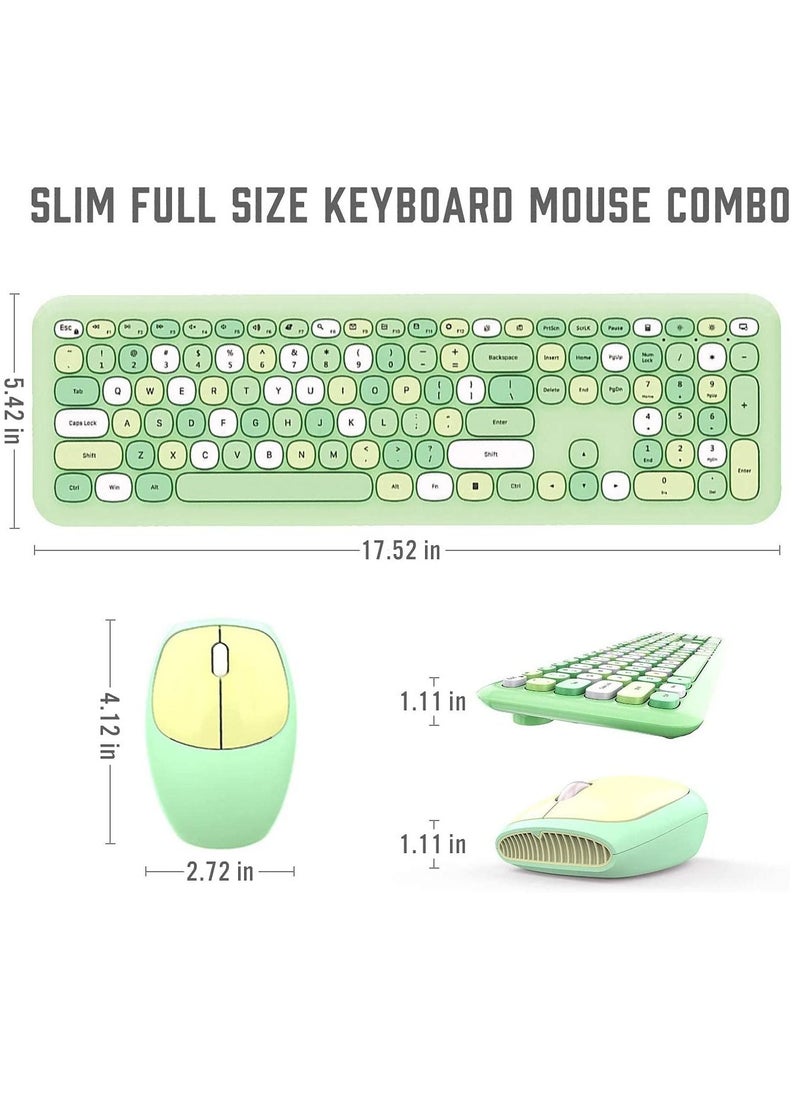 SYOSI - Wireless Keyboard and Mouse Combo Cute multifunctional 110 Key Typewriter Retro Round Keycaps Keyboard Compatible with Android Windows PC and Tablet Prefer for Home and Office Keyboards - Image 1