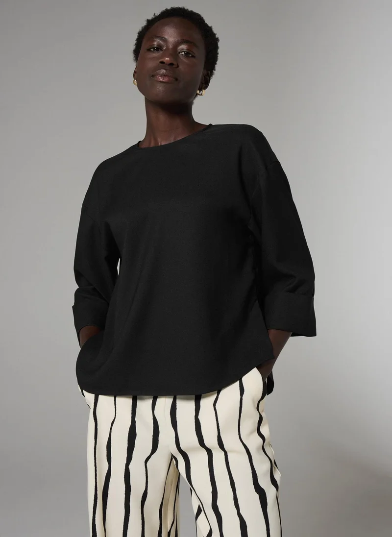 Matalan Et Vous Black 3/4 Sleeve Box Top