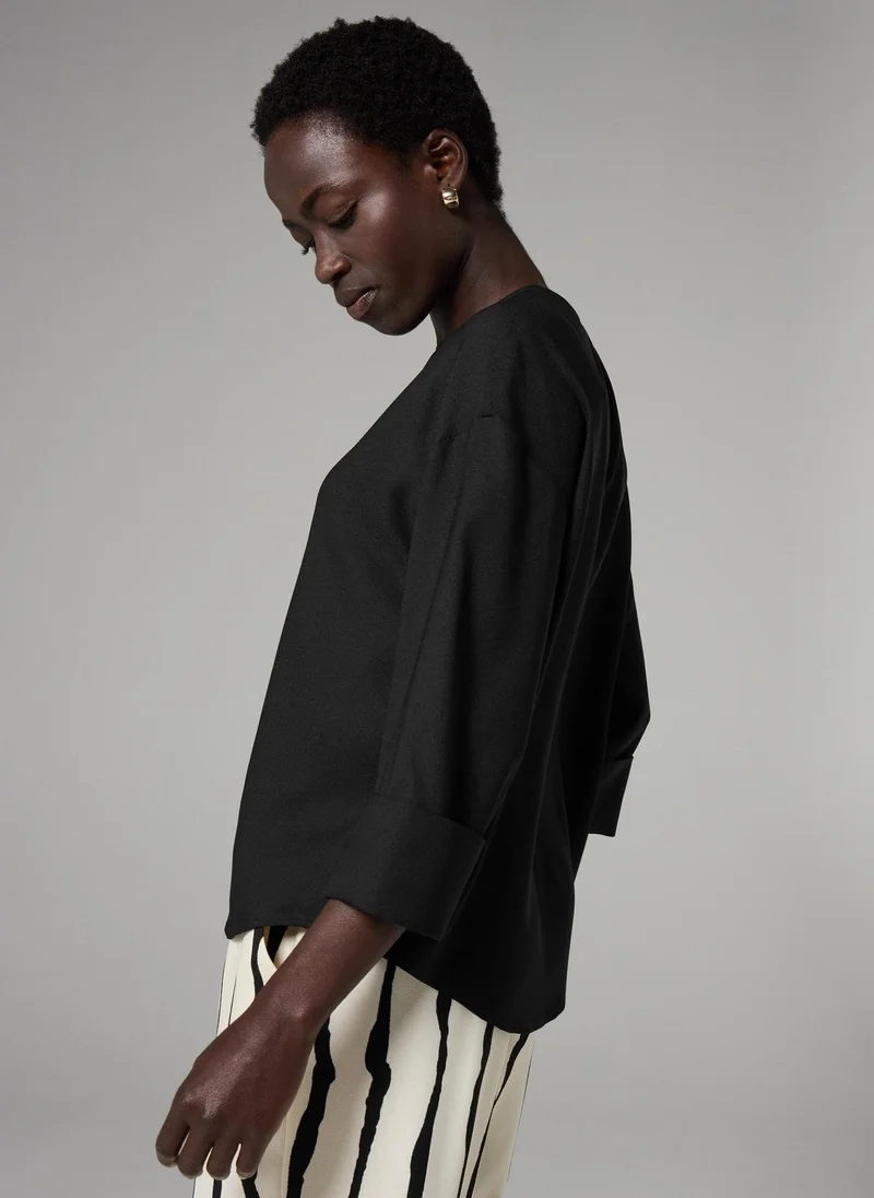 Matalan Et Vous Black 3/4 Sleeve Box Top