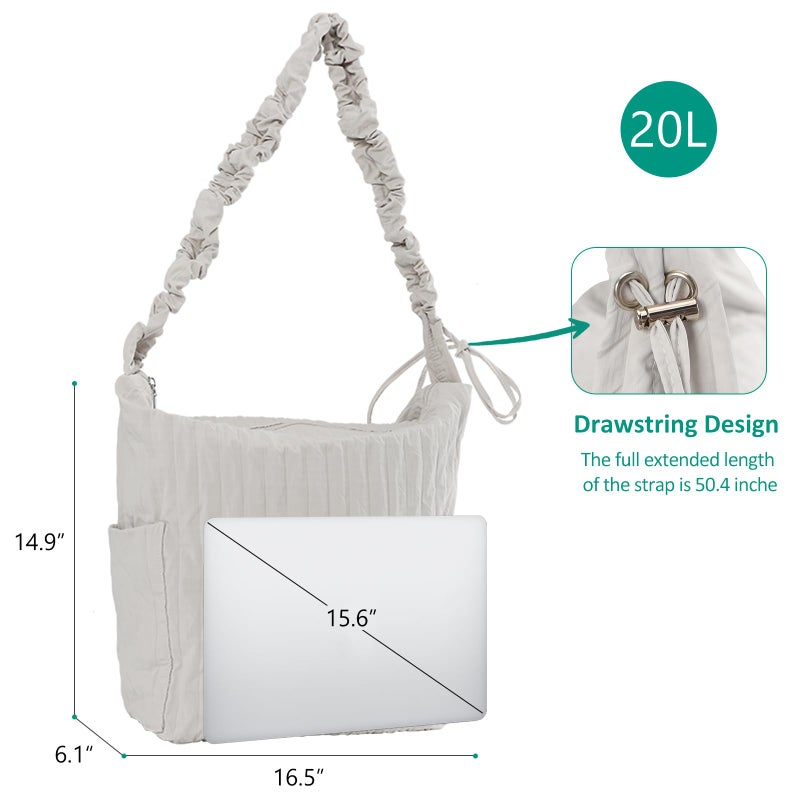 U+U Women's Large Lightweight Tote Bag with Adjustable Shoulder Strap, Multiple Compartments Crossbody Shoulder Bag for Travel, Work, Gym - Image 4