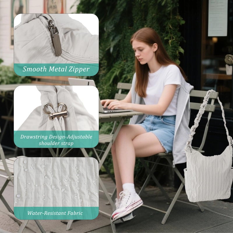 U+U Women's Large Lightweight Tote Bag with Adjustable Shoulder Strap, Multiple Compartments Crossbody Shoulder Bag for Travel, Work, Gym - Image 3