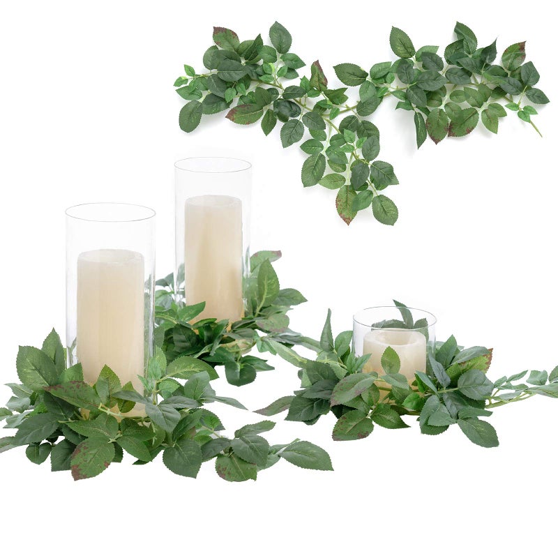 Ling's moment Lings Moment Artificial Hanging Patina Rose Leaf Garland Greenery 23ft Pack of 6 Splicable Vines for Table Centerpieces Wedding Arches Candle Lantern Rings  Floral Arrangements 