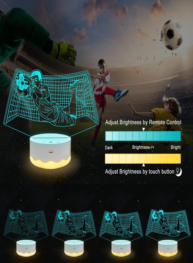 Ammonite Soccer Gifts for Boys, Cool Soccer Goalie Night Light 3D Optical Illusion LED Lamp with Remote Control 16 Colors Changing Football Birthday Christmas Valentine's Day Gift Idea for Sport Fan Girls Man - Image 2