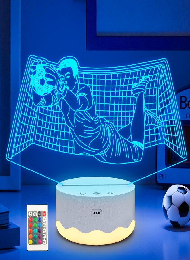 Ammonite Soccer Gifts for Boys, Cool Soccer Goalie Night Light 3D Optical Illusion LED Lamp with Remote Control 16 Colors Changing Football Birthday Christmas Valentine's Day Gift Idea for Sport Fan Girls Man - Image 1