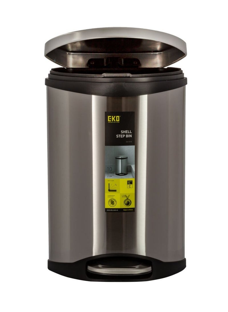 EKO Shell Step Pedal Bin Silver 10 Liter - Image 1