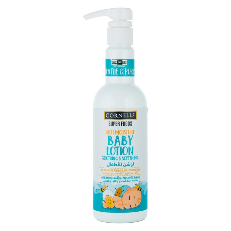 Cornells Wellness Super Foods For Baby Care Rich Moisture Baby Lotion 500ml, Gentle & Pure Hypoallergenic, Non Geasy Hydrating Lotion, Softens & Soothes Delicate Skin, For All Skin Types