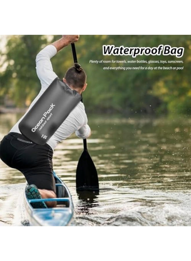 Ocean Pack 10L Waterproof Dry Bag with Adjustable Shoulder Strap, Lightweight and Durable Outdoor Water-Resistant Dry Sack for Camping, Hiking, Boating, Fishing, Kayaking, Travel Gear (Black) - Image 3