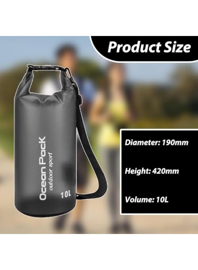 Ocean Pack 10L Waterproof Dry Bag with Adjustable Shoulder Strap, Lightweight and Durable Outdoor Water-Resistant Dry Sack for Camping, Hiking, Boating, Fishing, Kayaking, Travel Gear (Black) - Image 2