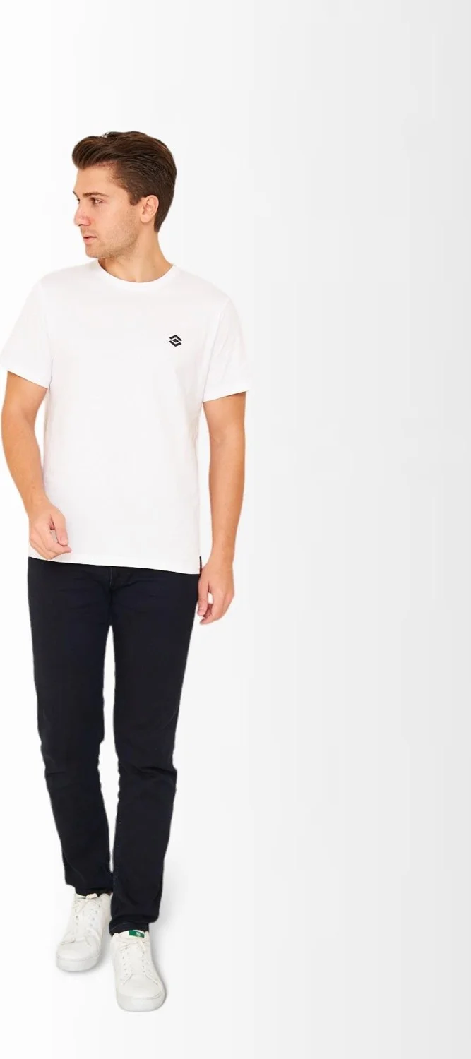 سكوتر Short Sleeve Crew Neck White Men's T-shirt M1401TB