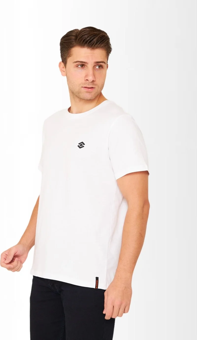سكوتر Short Sleeve Crew Neck White Men's T-shirt M1401TB