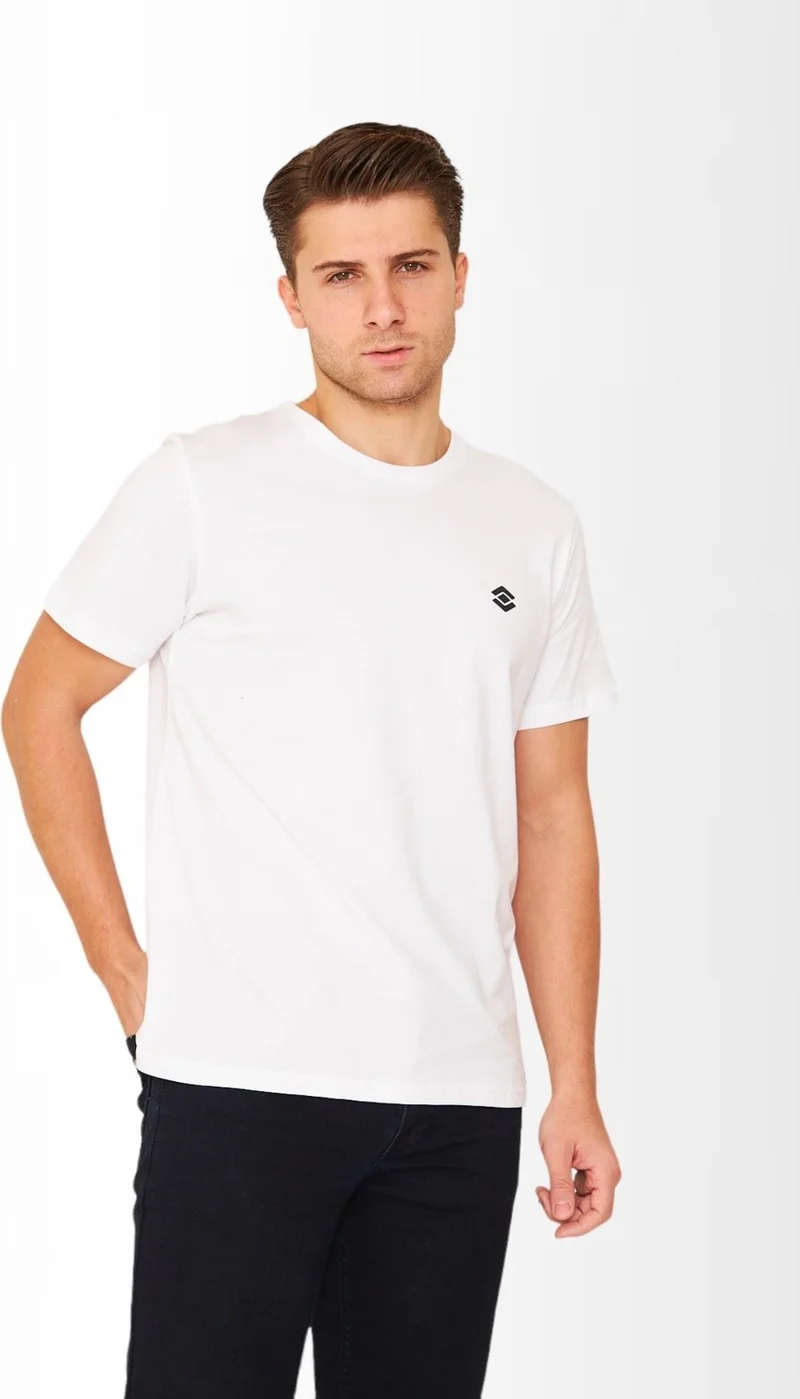 سكوتر Short Sleeve Crew Neck White Men's T-shirt M1401TB
