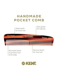 KENT Kent R7T The Apsley Fine and Wide Tooth Beard and Hair Comb - Pocket Travel Comb for Men and Women  - Image 4