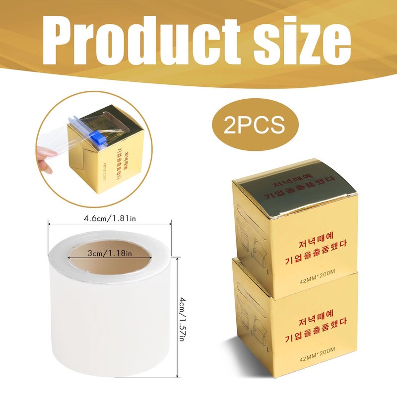 fenshine 2 Packs Preservative Film Disposable Eyebrow Plastic Wrap with Microblading For Professional Eyebrow Lips Permanent Make Up Supplies Wrap Cover Tape Roll - Image 2