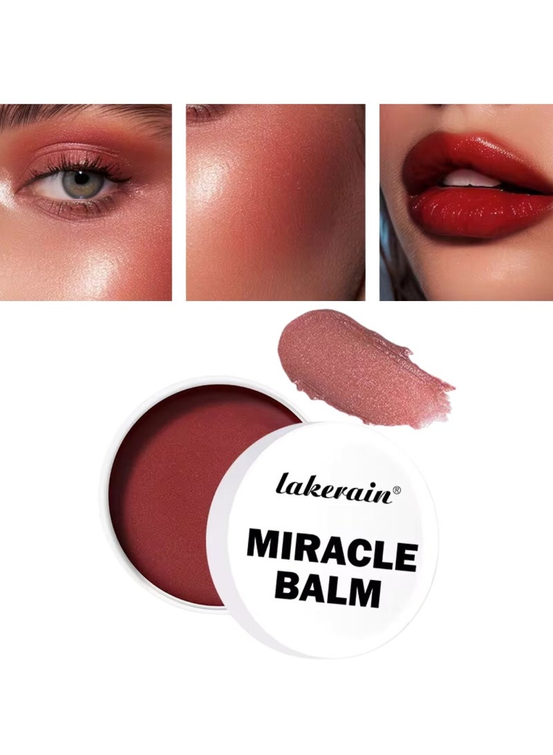 lakerain 52g Miracle Balm Multi use Miracle Balm Cream for Eyes Cheek and Lips Nourishing Long Lasting Creamy Smooth Texture Moisturizing Cream for Eyeshadow Blush and lipstick Earth Rose 02 - Image 1