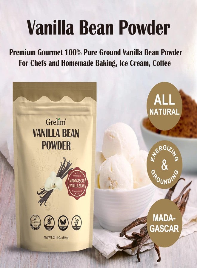 GRELIM Vanilla Bean Powder, 100% Pure Ground Madagascar Vanilla Powder Gluten-Free No Fillers or Additives Great for Baking, Coffee, Smoothies 2.11 Oz (60 g) - Image 2
