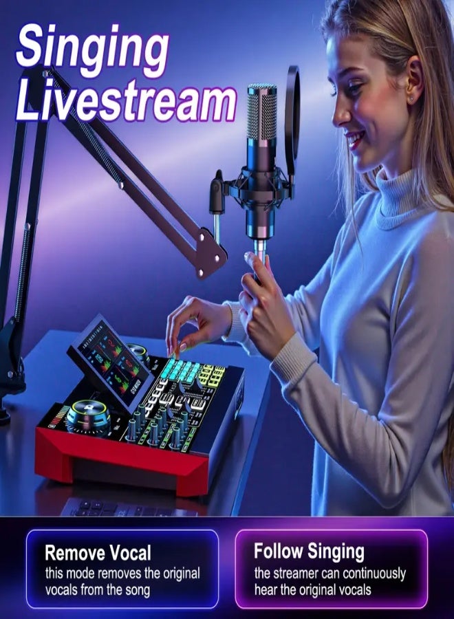 G10-P15 Professional Podcast Mic Mixer Set – Portable Audio Mixing Station with 19 Voice Modes, Smart Denoise, Vocal Removal, and Follow Singing Function | USB & Battery Powered | Ideal for Singing, Gaming, DJ, and Live Streaming - Image 5