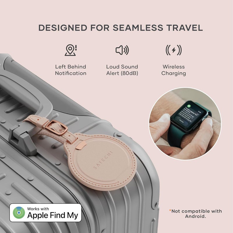 ساتي كاي علامة الأمتعة الذكية FindAll مع خدمة Find My، متوافقة مع TSA، تتبع المطار، إشعارات النسيان، جرس عالٍ، شحن لاسلكي، متوافقة مع iPhone وiPad وMac – وردة الصحراء - Image 2