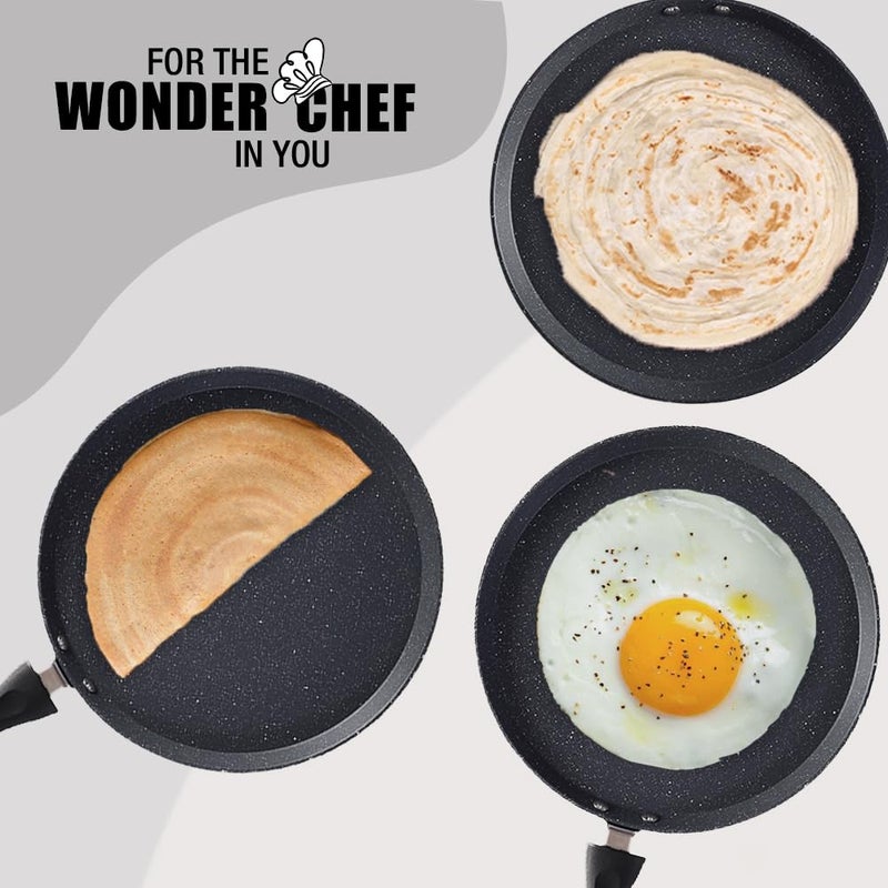Wonderchef Duralite Diecast 28 cm Dosa Tawa 5 Layer Healthy Duramax NonStick Coating Soft Touch Handle Pure Grade Aluminium PFOA Free 2 Year Warranty Grey - Image 5