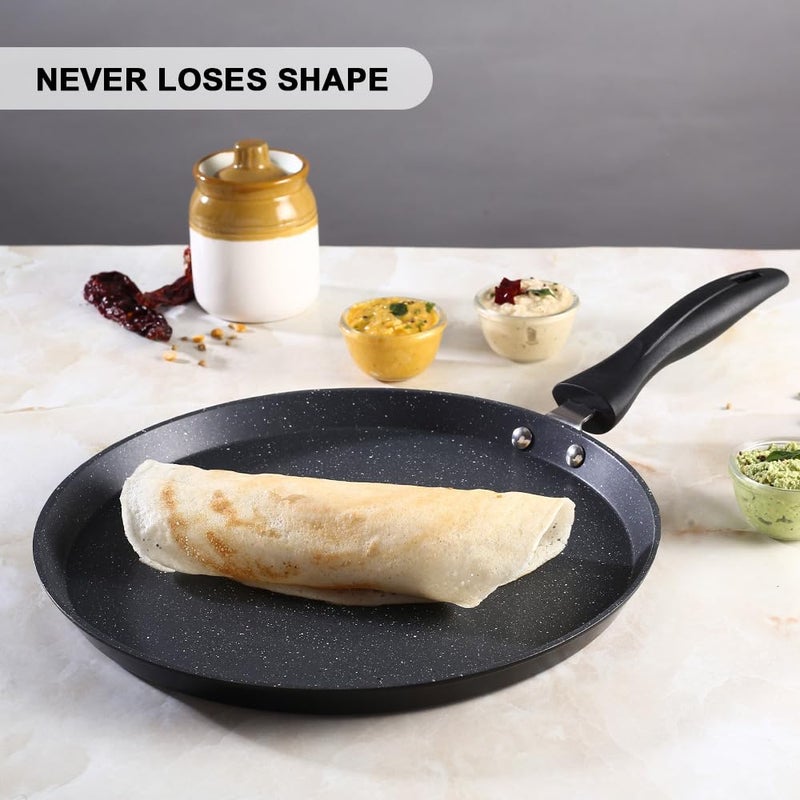 Wonderchef Duralite Diecast 28 cm Dosa Tawa 5 Layer Healthy Duramax NonStick Coating Soft Touch Handle Pure Grade Aluminium PFOA Free 2 Year Warranty Grey - Image 2