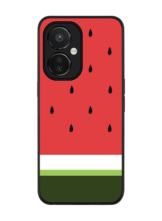 Stylizedd Rugged Black edge case for Nord CE 3 Lite Slim fit Soft Case Flexible Rubber Edges Anti Drop TPU Gel Thin Cover - Minimal Watermelon - Image 1