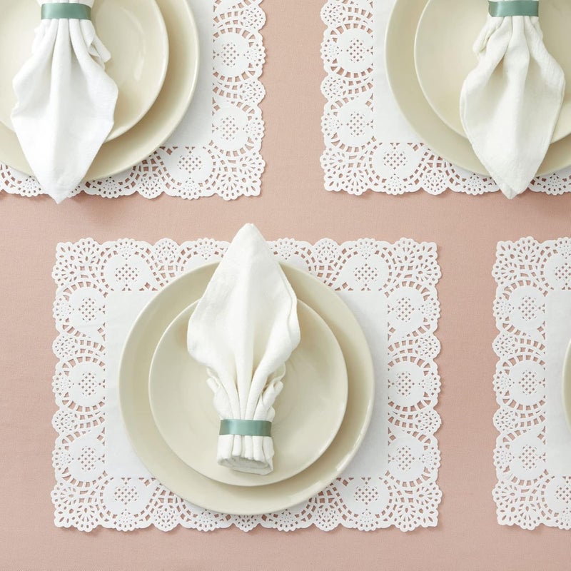 Juvale Rectangular Paper Doilies for Placemats Cakes Desserts White 155 x 117 Inch 100 Pack - Image 3