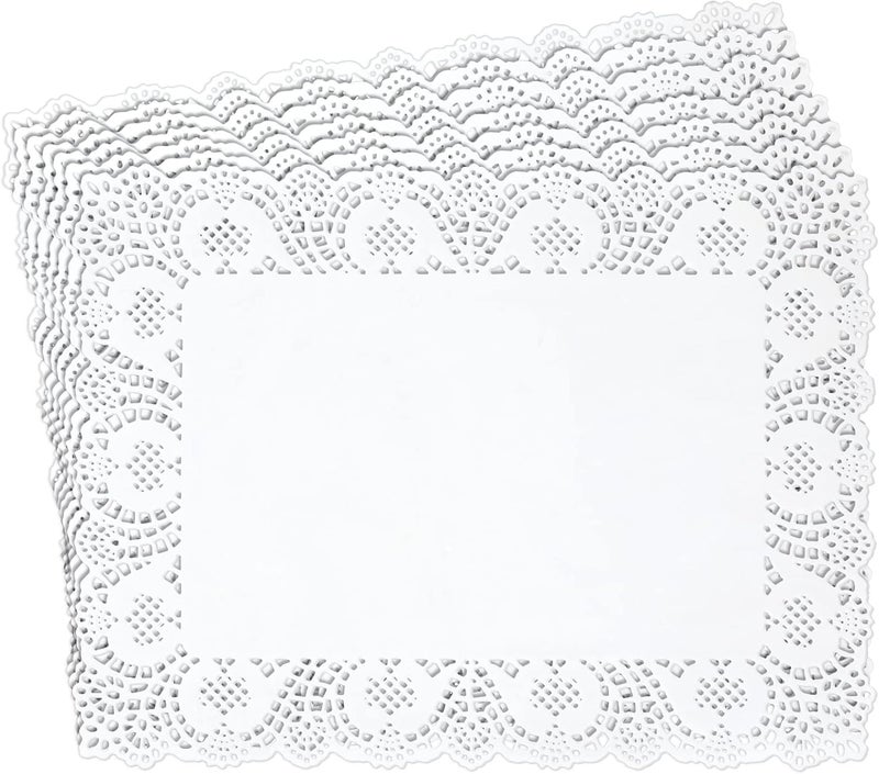 Juvale Rectangular Paper Doilies for Placemats Cakes Desserts White 155 x 117 Inch 100 Pack - Image 1