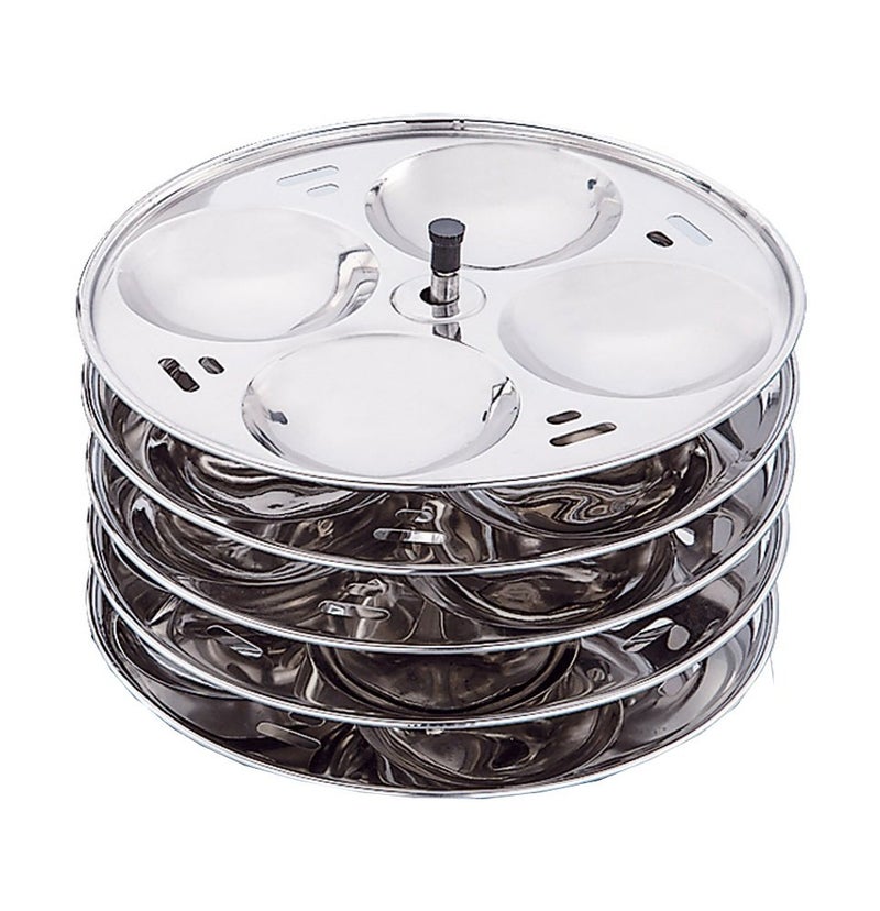 Expresso Round Stainless Steel Idli Thattu w/Stand for Idly Maker Pot (5 Plates/ 20 Idlis) - Image 5