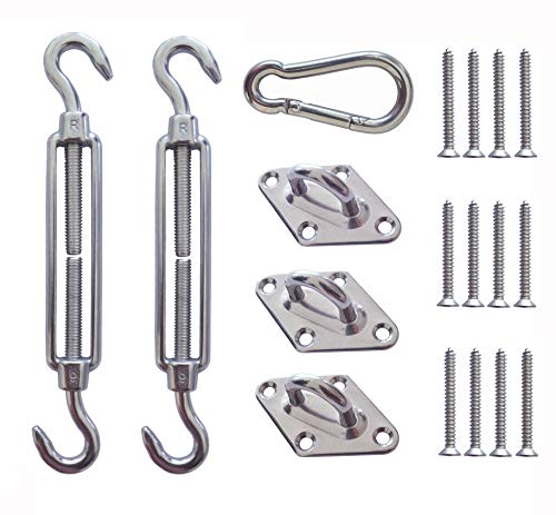 SUNNY GUARD SUNNY GUARD Sun Shade Sail 316 Stainless Steel Hardware Kit 6 Inch for Triangle Shade Sail Installation  - Image 1